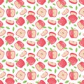 Apple seamless pattern, flat design illustration Royalty Free Stock Photo