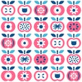 Apple seamless pattern. Set of colorful retro apple clip art. Royalty Free Stock Photo