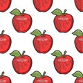 Apple seamless pattern sketch vector illustration Royalty Free Stock Photo