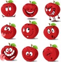 Apple set flat design cute cartoon vector illustration character isolated Royalty Free Stock Photo