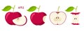Apple set. Flat icon red Apple fruit with leaf, bitten, cut, core. Farmer Market Logo. Organic food eco template for Royalty Free Stock Photo
