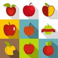 Apple sign icons set, flat style Royalty Free Stock Photo