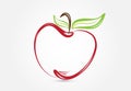 Apple silhouette line art logo vector