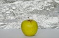 Apple on silver background. About health. Spring vitamins. Healthy food.