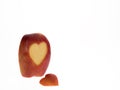 Apple slice with heart symbol