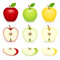 Apple slice set isolated