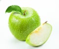 Apple with slices isolated white background