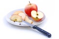 Apple, Slices, Knife, Plate