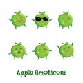Apple smiles. Cute cartoon emoticons. Emoji icons