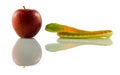 Apple and snake, reflected Royalty Free Stock Photo