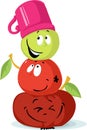 Apple Snowman Character Cute fruit Cartoon - Snowman Built from Apples - Vector Illustration Royalty Free Stock Photo