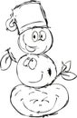 Apple Snowman Character Cute fruit Cartoon Sketch - Snowman Built from Apples Royalty Free Stock Photo