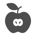 Apple solid icon, summer time concept, Sliced apple fruit sign on white background, Apple half icon in glyph style for