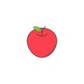 Apple solid line icon, healthy fruit