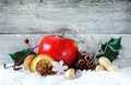 Apple and spices Christmas background Royalty Free Stock Photo