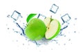 Apple splash water and ice Royalty Free Stock Photo