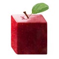Apple Square Red Shiny Leaf Isolated