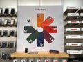 An Apple store display of colorful iPhone cases