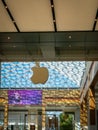 Apple Store entrance and logo surrounded by beautiful colors