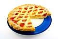 Apple and Strawberry Pie with a Slice Missing Royalty Free Stock Photo