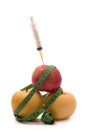 Apple, syringe and meter Royalty Free Stock Photo