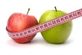 Apple with tape measure. Healthy lifestyle concept.