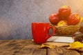 Apple tea for Fall harvest cornucopia. Royalty Free Stock Photo