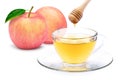 Apple cider tea and fresh ripe pink red apple fruit Royalty Free Stock Photo