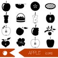 Apple theme black simple icons set