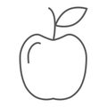 Apple thin line icon, food and meal, fruit sign, vector graphics, a linear pattern on a white background.