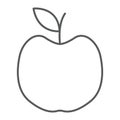 Apple thin line icon, fruit and vitamin, diet sign