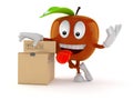 Apple toon with stack of boxes