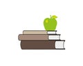 Apple on top stack books white background illustration vector. Education concept Royalty Free Stock Photo