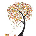 Apple tree in autumn, vector illustration