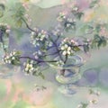 Apple tree bloom watercolor