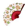 Apple tree blossom folding fan, vector isolated illustration Royalty Free Stock Photo