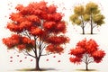 Apple tree dry leaves red brown autumn mature white background Illustration.Generative Ai Royalty Free Stock Photo