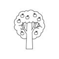 Apple tree. Farm products, flat design. Draw a line illustration. Royalty Free Stock Photo