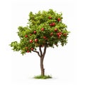 Apple tree, isolated white background, Suitable for use in design Decoration work Royalty Free Stock Photo