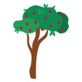 Apple tree with ripe red apples. Vector illustration in cartoon style. Royalty Free Stock Photo