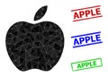 Apple Triangle Icon and Scratched Apple Simple Stamps