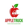 Apple truck vector logo template. This design use apple and truck symbol. Suitable for food, shipment Royalty Free Stock Photo