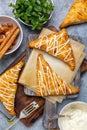 Apple turnovers with cottage cheese cream