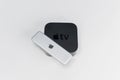 Apple TV with remote control Royalty Free Stock Photo