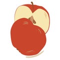 Vector image red halves apple.