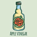 Apple vinegar icon, hand drawn style