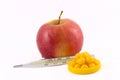 Apple vitamins and thermometer Royalty Free Stock Photo
