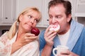 Apple vs. Donut Healthy Eating Decision Royalty Free Stock Photo