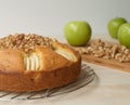 Apple and Walnut Dessert Cake, Cooking Apples and Walnut Pieces.