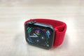 Apple watch series 4 with product red sport band Royalty Free Stock Photo